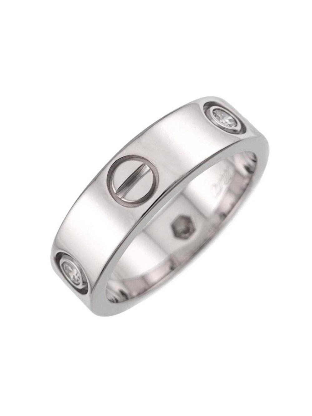 Cartier Love 55 Ring Half Diamond 18k White Gold 750
